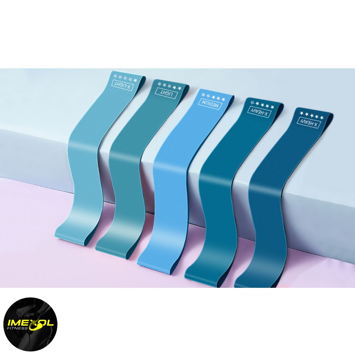 GENERICO - Set de 5 bandas de resistencia para ejercicios. azules