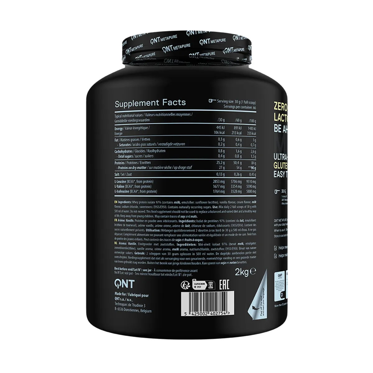 QNT - Proteina Whey Isolada Metapure 4.4 Lb Vainilla QNT