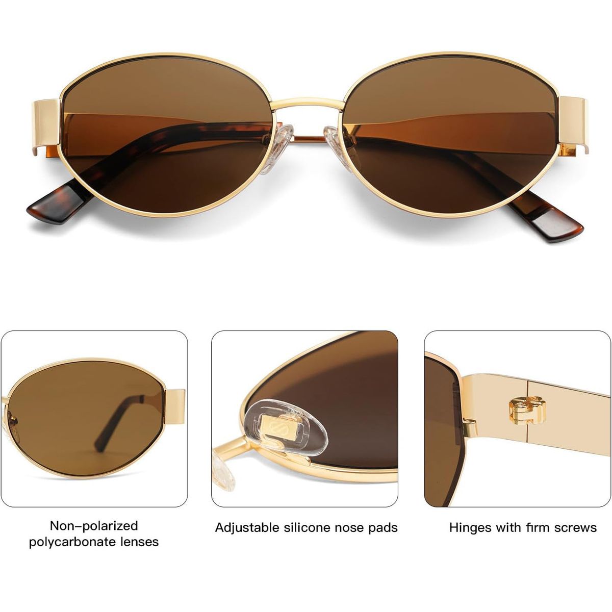 KAST PE - Gafas Lentes de Sol Runway Marron y Dorado Incluye estuche
