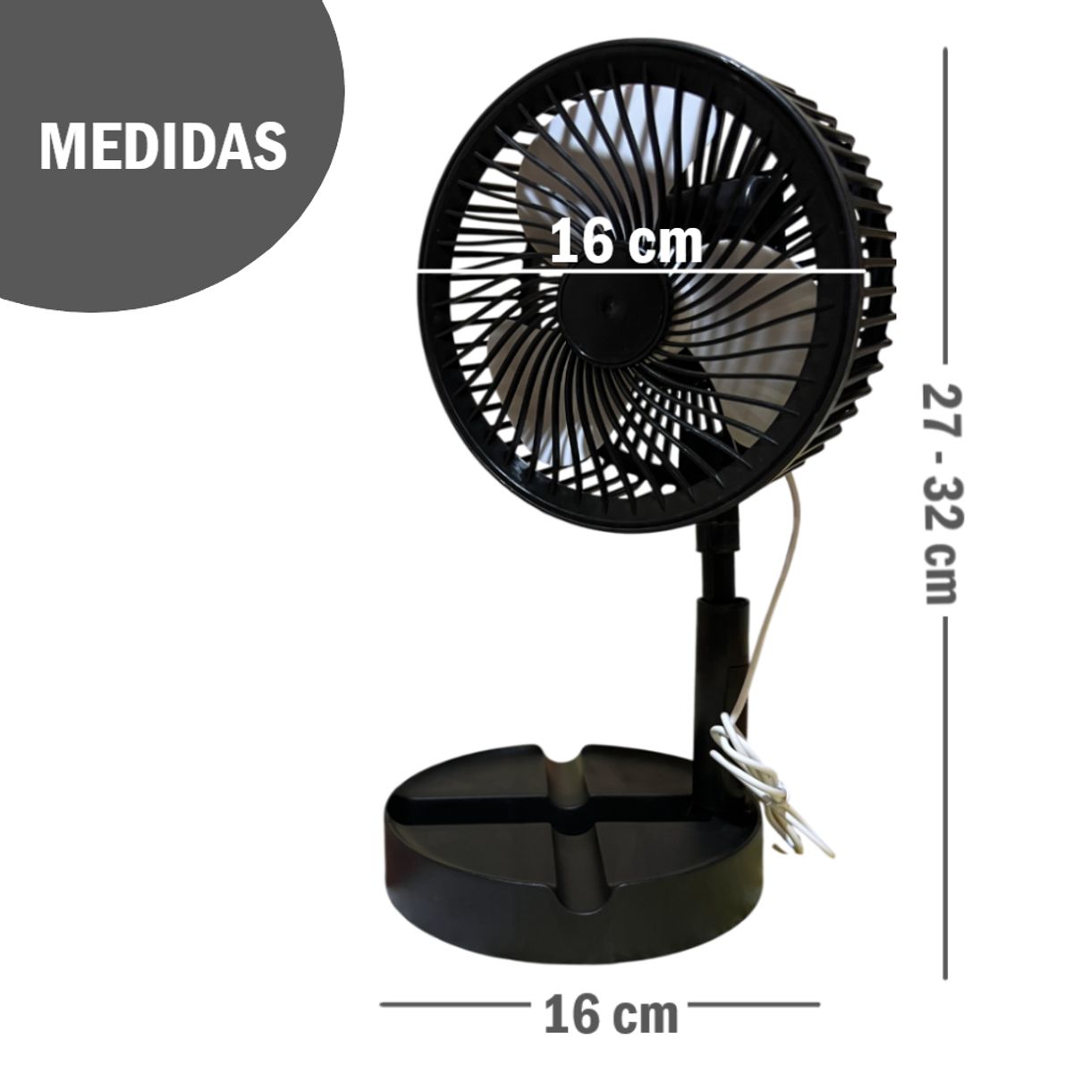 GENERICO - Ventilador Negro portátil de escritorio con conexión USB