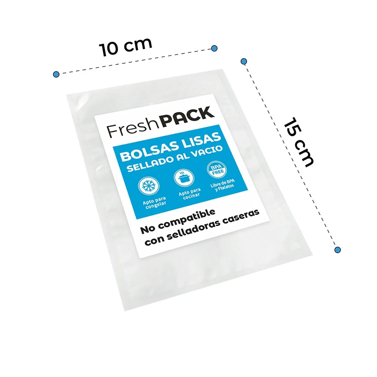GENERICO - Bolsas Lisas Sellado al Vacío 10x15 Cm 70 Micras 100 Und