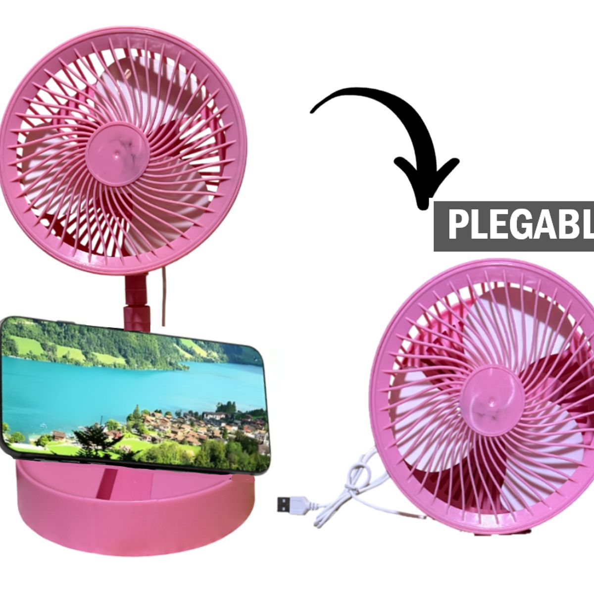 GENERICO - Ventilador Rosa portátil de escritorio con conexión USB