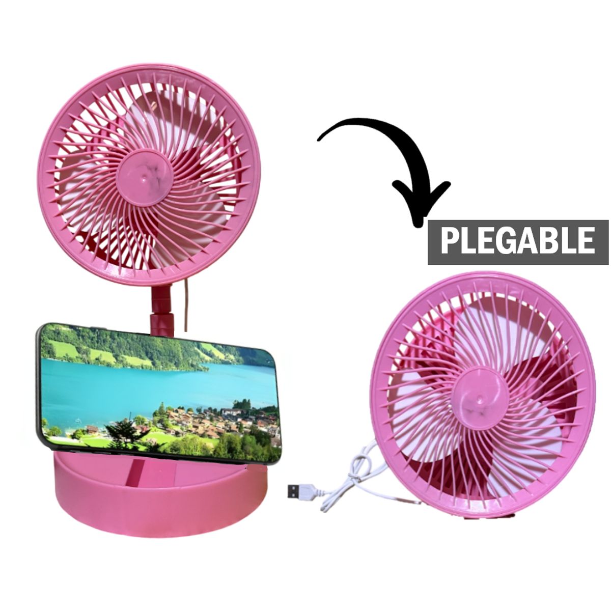 GENERICO - Ventilador Rosa portátil de escritorio con conexión USB