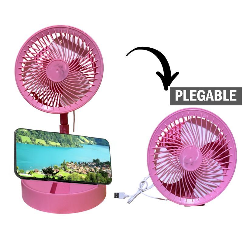 GENERICO - Ventilador Rosa portátil de escritorio con conexión USB