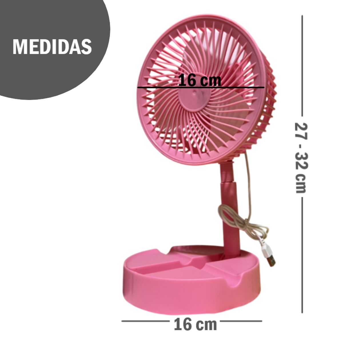 GENERICO - Ventilador Rosa portátil de escritorio con conexión USB