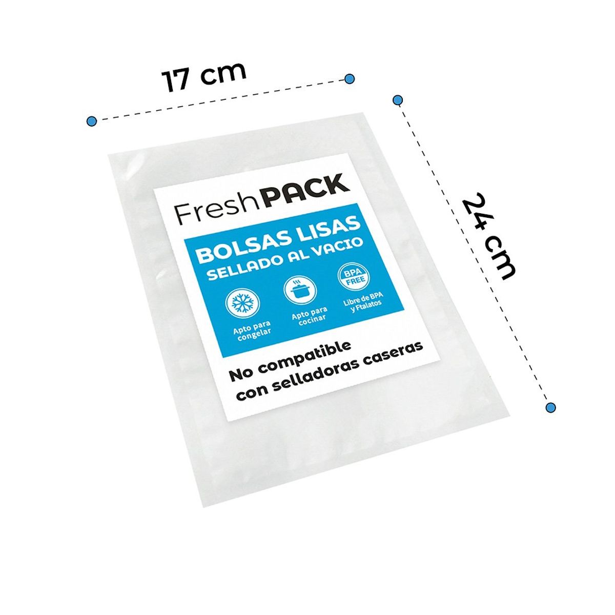 GENERICO - Bolsas Lisas Sellado al Vacío 17x24 Cm 70 Micras 100 Und