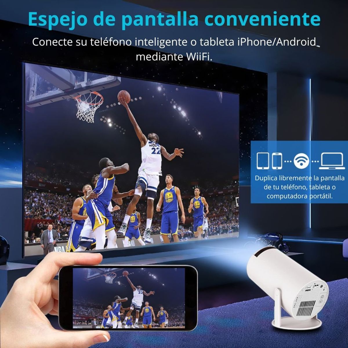 GENERICO - Proyector Multimedia 4K Android 11 WiFi 2 Mandos 10000 Juegos H300MAX