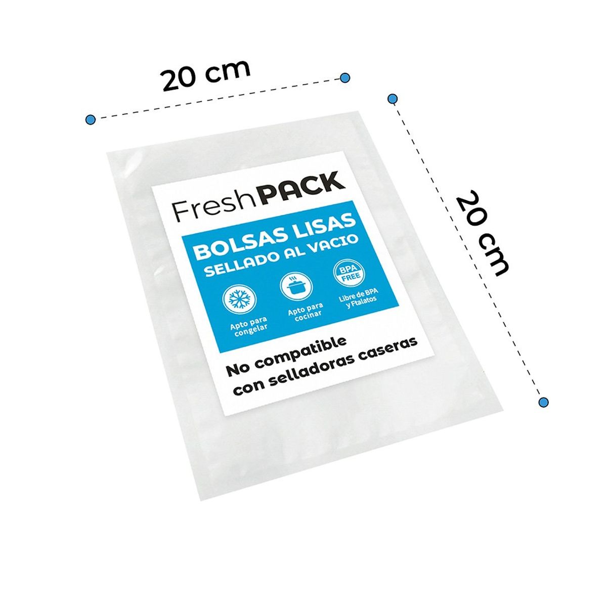 GENERICO - Bolsas Lisas Sellado al Vacío 20x20 Cm 70 Micras 100 Und