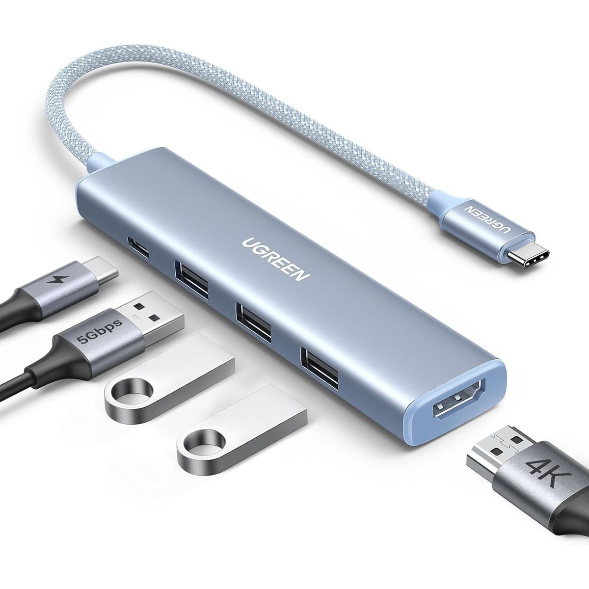 UGREEN - Ugreen Hub 5 En 1 USB-C HDMI 4K 3x USB-A 3.0 PD 100W CM478 - 35581