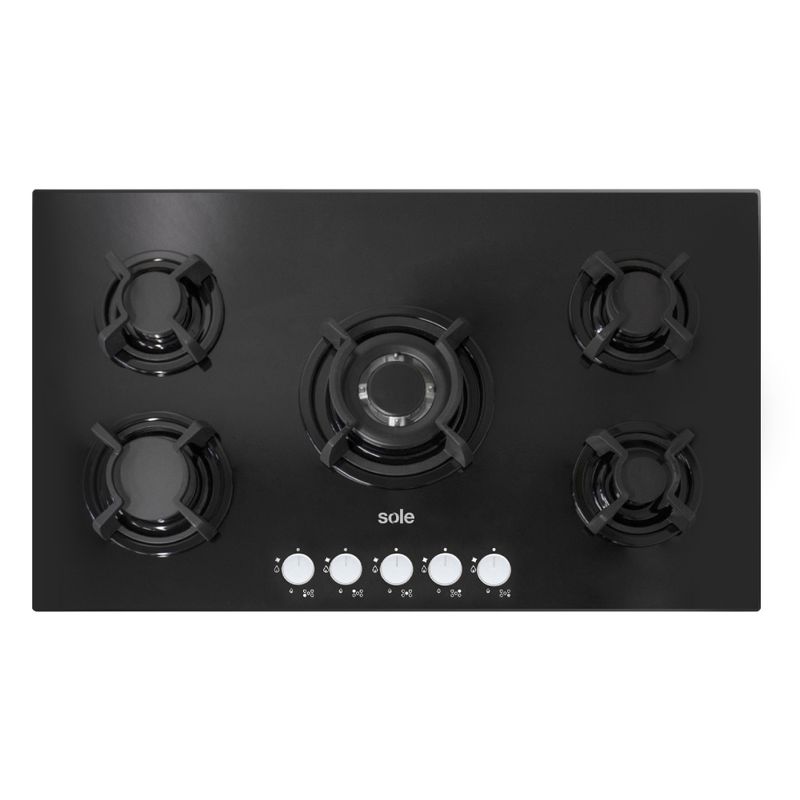 SOLE - Encimera Sole de Vidrio Templado 5 Quemadores y Triple Flama SOLCO033.