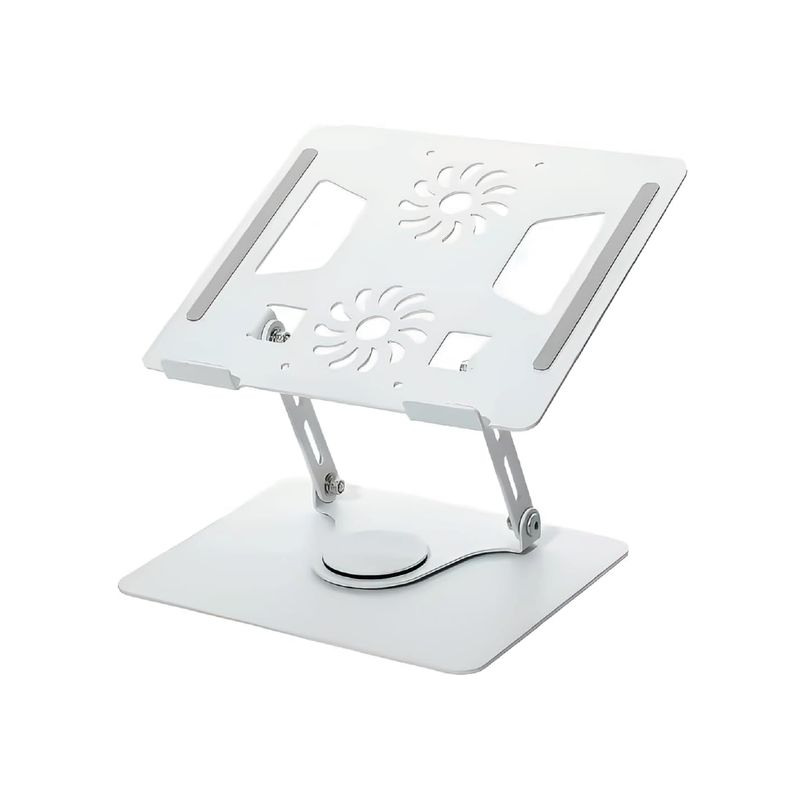 S&T - Soporte de Metal S&T para laptop 11-17” Gira 360° Ventiladores Dobles HL906F-S Blanco