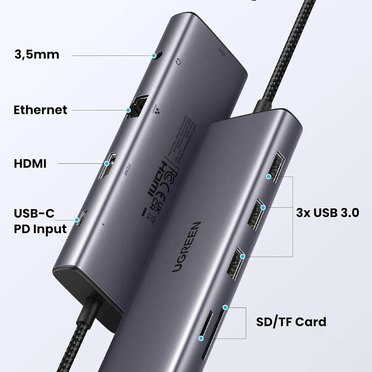 UGREEN - UGREEN Docking Hub USB-C 10 en 1 4K HDMI VGA Ethernet CM498 - 15601