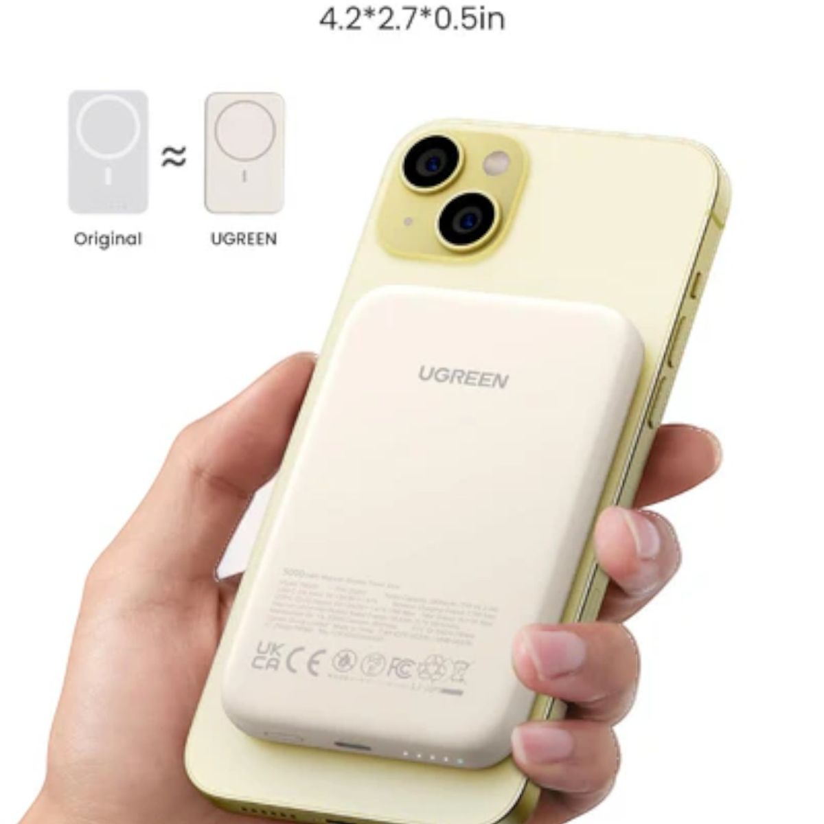 UGREEN - Ugreen Power Bank Magnético Beige de 5000mAh PB560 - 25207