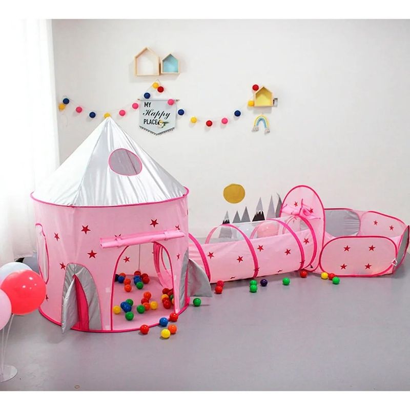 GENERICO - Castillo Mágico con Túnel y Piscina 3 En 1 +100 Pelotas