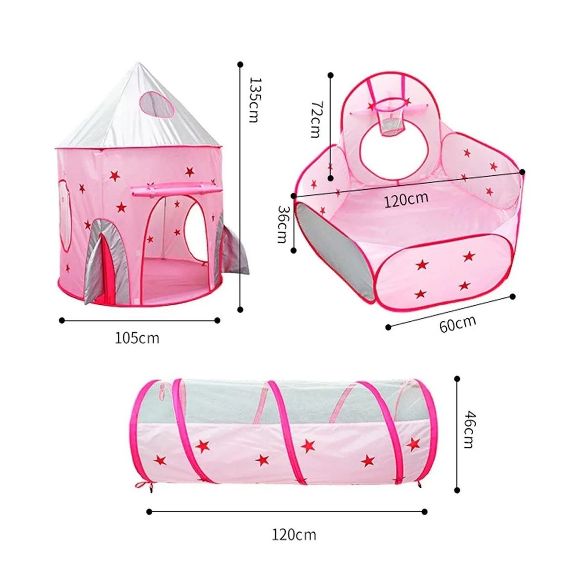 GENERICO - Castillo Mágico con Túnel y Piscina 3 En 1 +100 Pelotas
