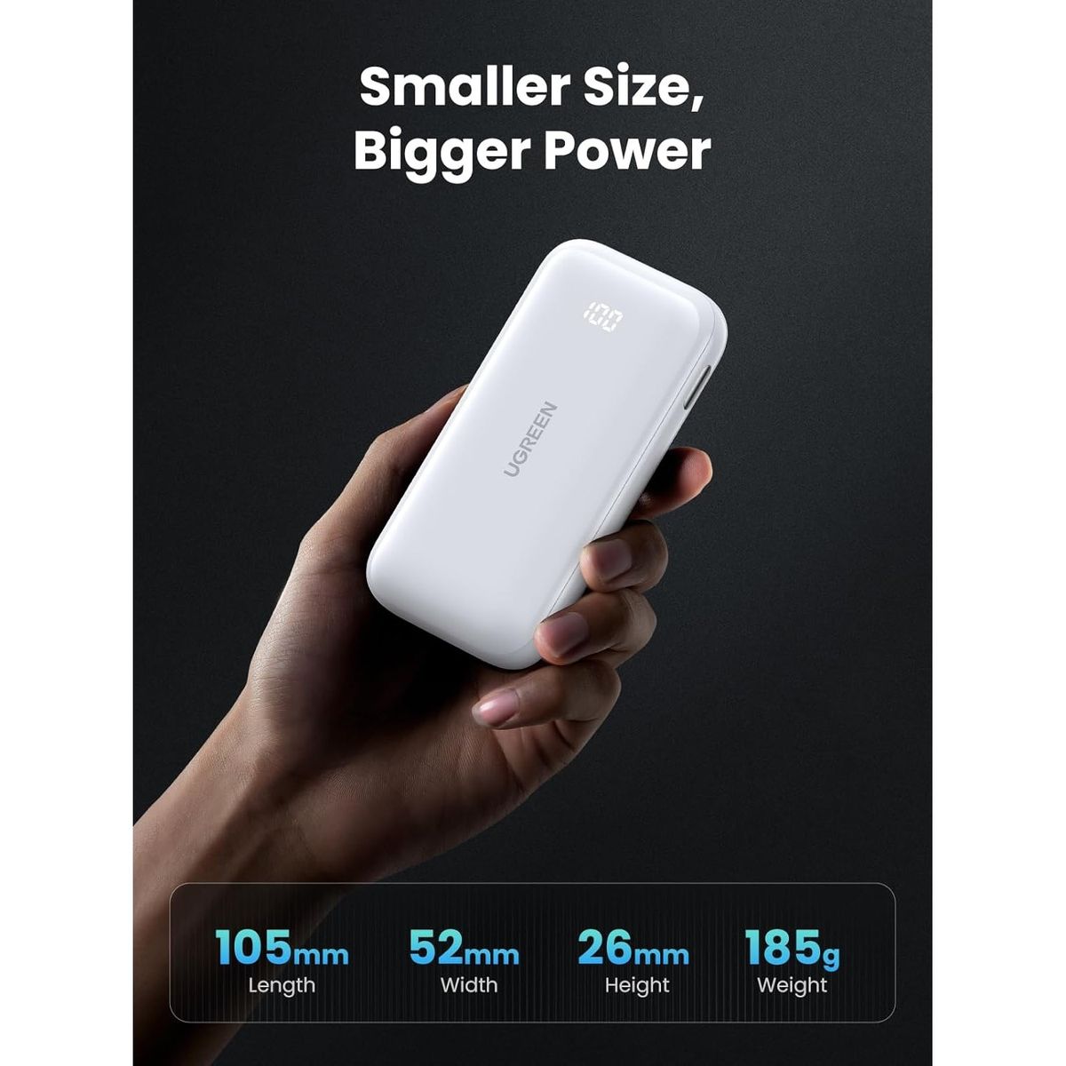 UGREEN - Ugreen Power Bank Mini 10000mAh Carga Rápida Blanco PB501 - 25189