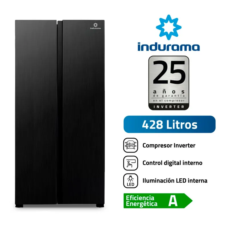 INDURAMA - REFRIGERADORA INDURAMA 428LT SIDE BY SIDE RI-769N