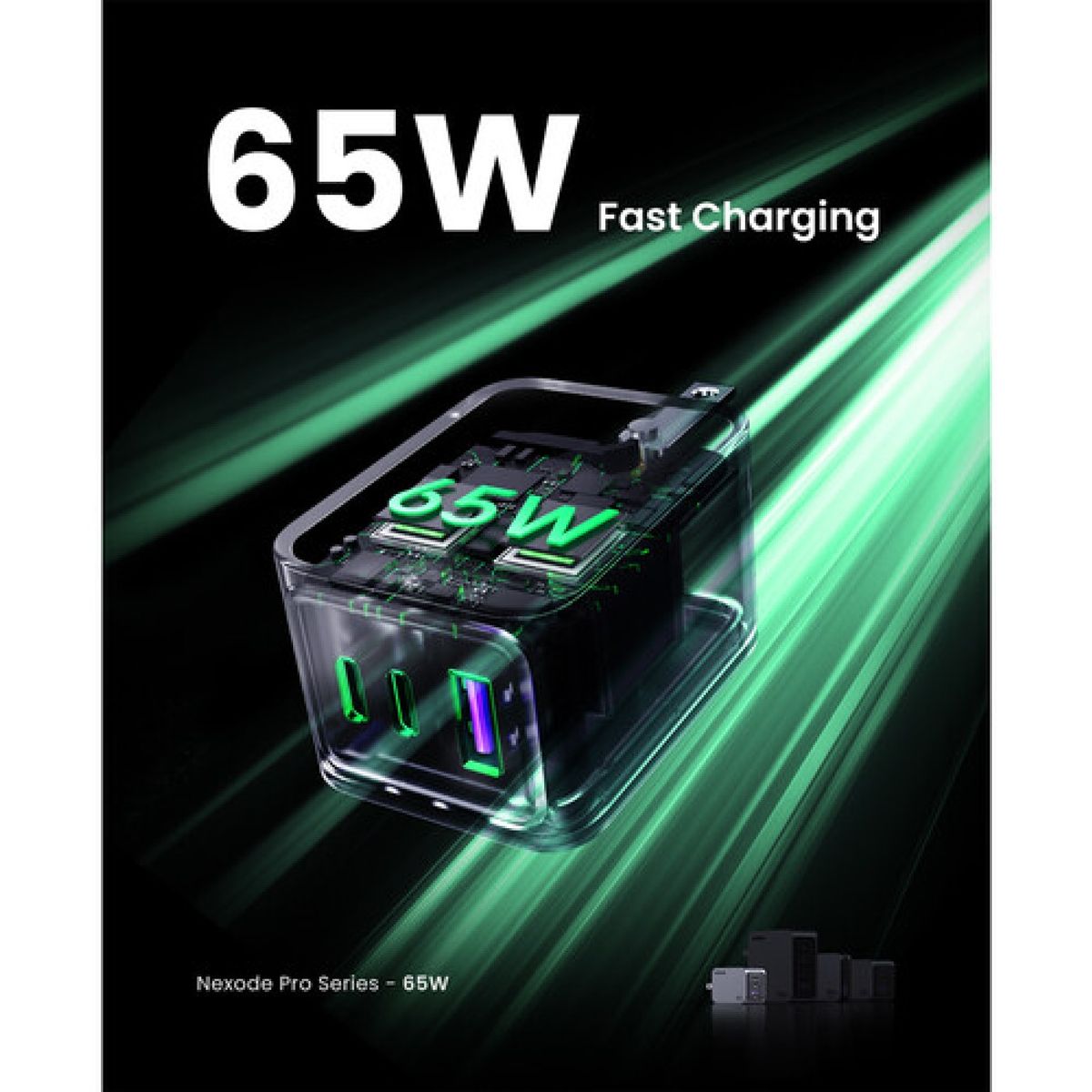 UGREEN - Ugreen Nexode Pro Cargador Rápido GaN 65W 3 Puertos X755 - 25870