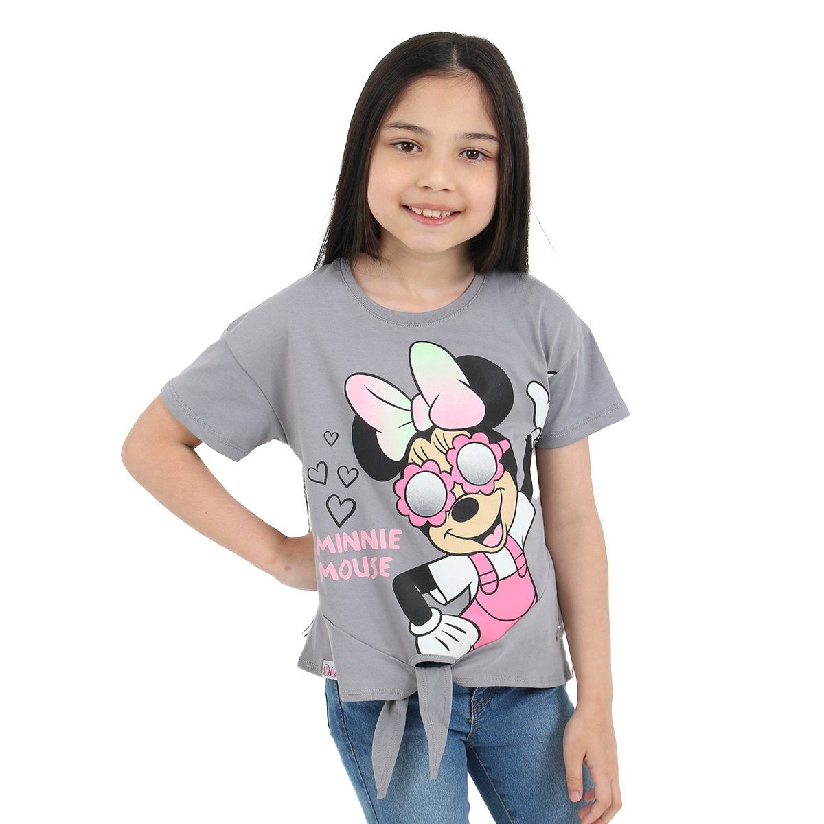 DISNEY CLASICOS - POLO BAS MC NIÑA MINNIE MOUSE PLOMO