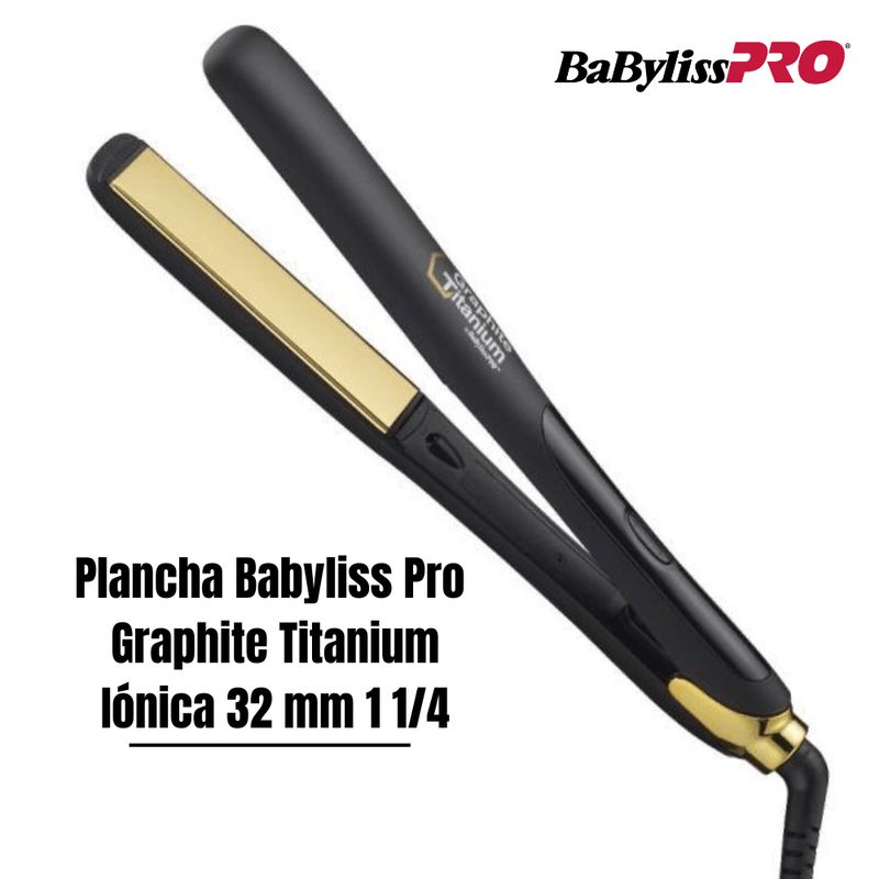 BABYLISS PRO - Plancha Babyliss Pro Graphite Titanium Iónica 32 mm 1 1/4 - BGT183PE