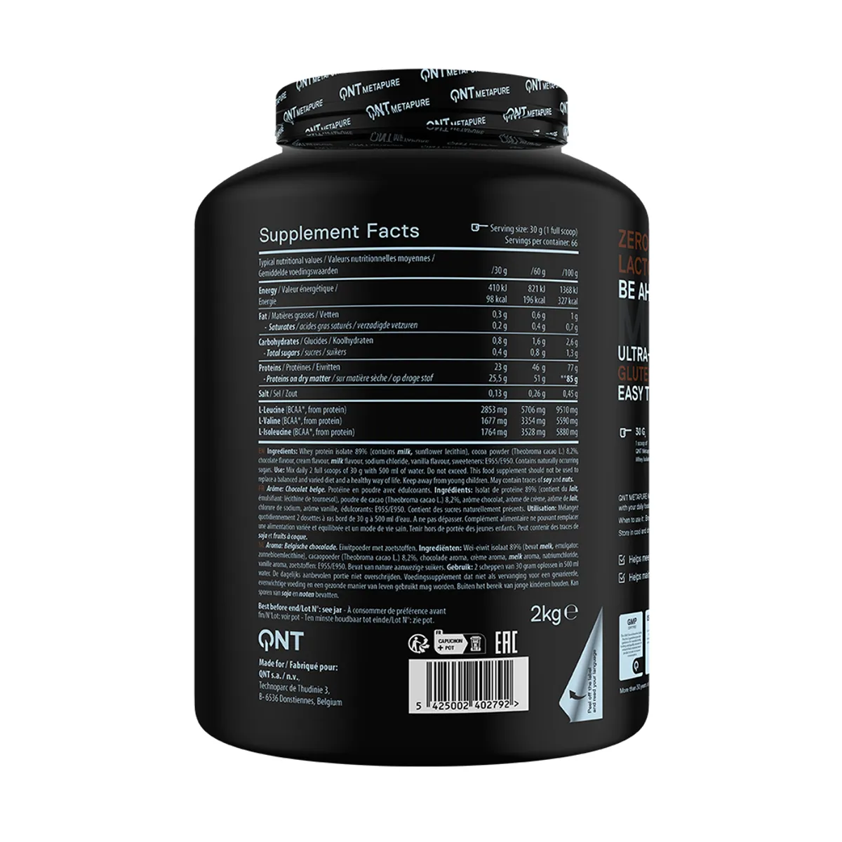 QNT - Proteina Whey Isolatada Metapure 4.4 Lb Chocolate Belga QNT