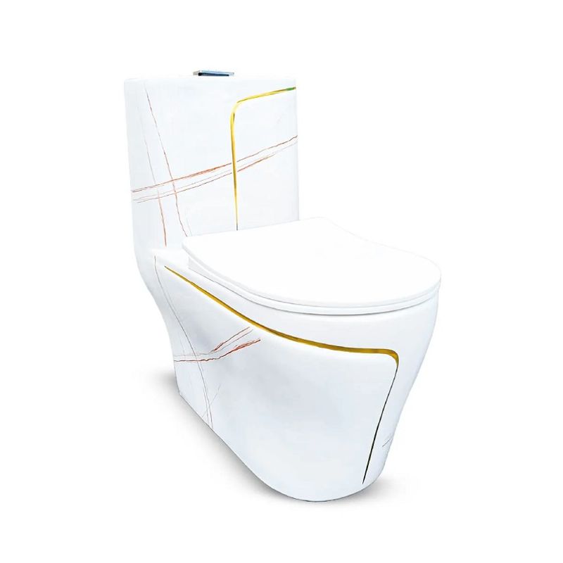 FRATELLI - INODORO ONE PIECE MARMOLEADO BLANCO CON DORADO 8676MGL2