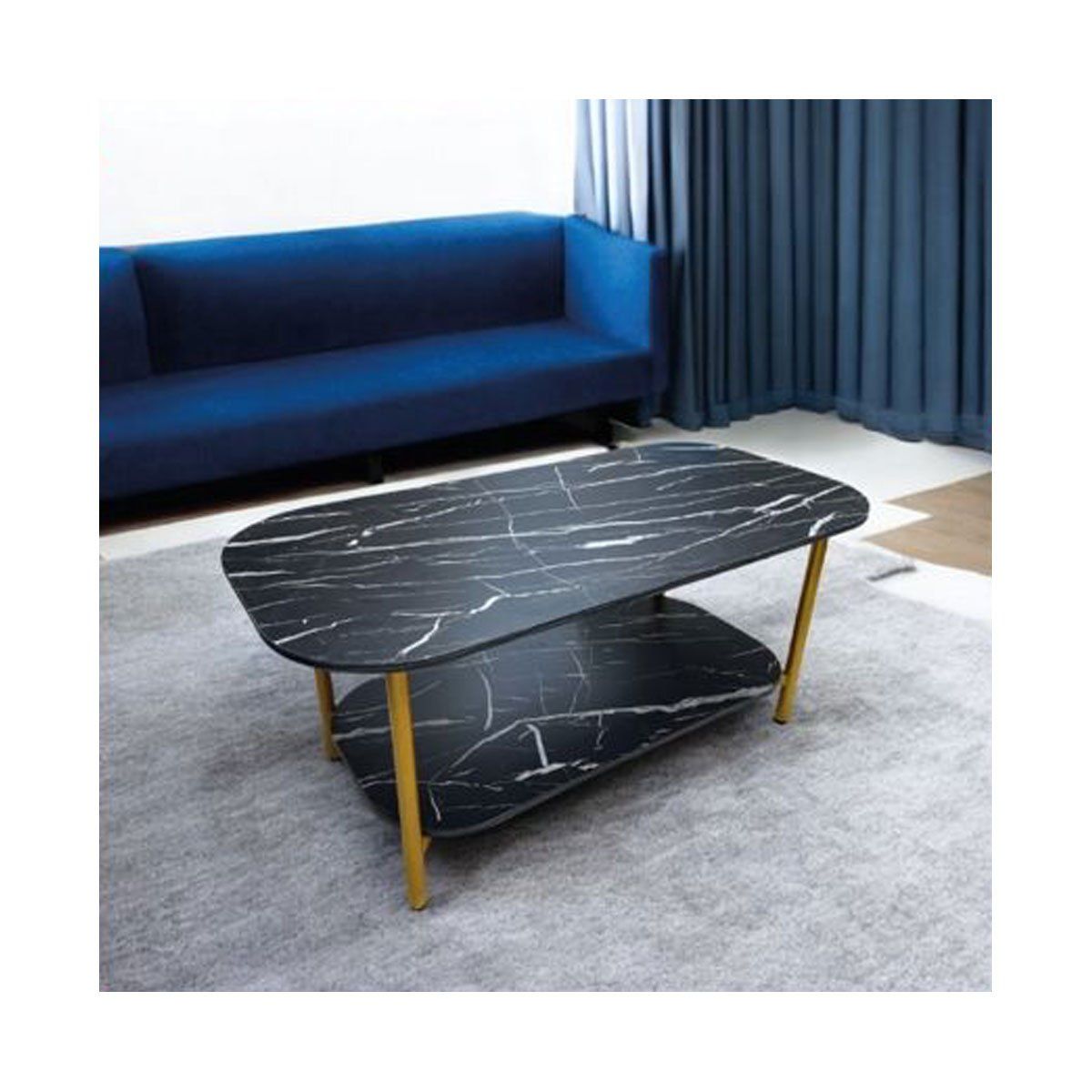 GENERICO - Mesa De Centro Sala Salita 2 Niveles Semi Ovalada Elegante ZZ1010