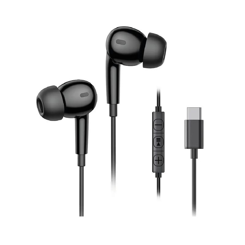S&T - Audífonos NB-A01 con Cable tipoC para móvil y Tablet - Negro