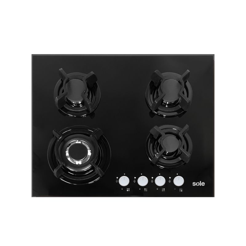 SOLE - Encimera Sole de Vidrio Templado 4 Quemadores y Triple Flama SOLCO034.