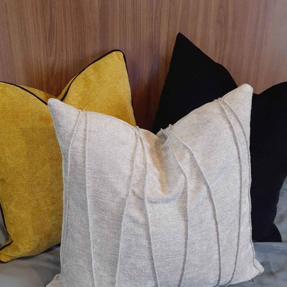 GENERICO - PACK  X3 Cojín Decorativo Lineas Chenille