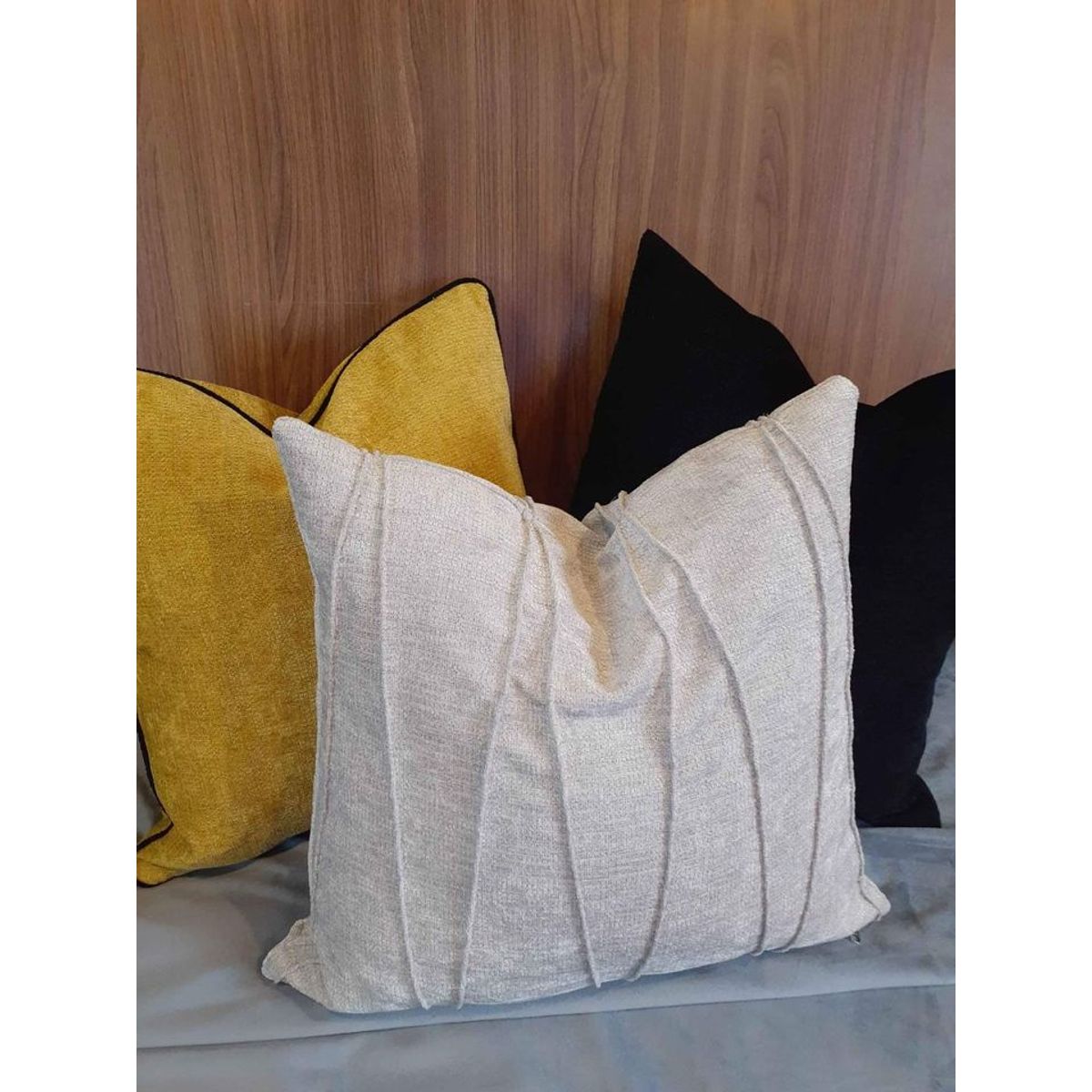 GENERICO - PACK  X3 Cojín Decorativo Lineas Chenille