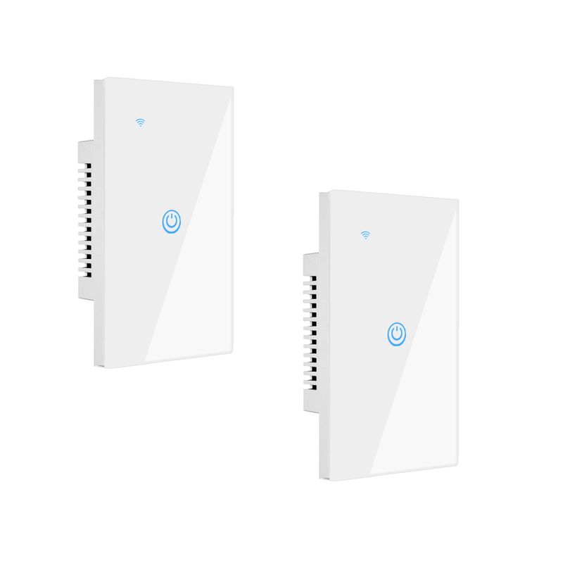 OEM - Pack 2 Interruptores Inteligente Wifi 1 Botón Con/Sin Neutro Blanco
