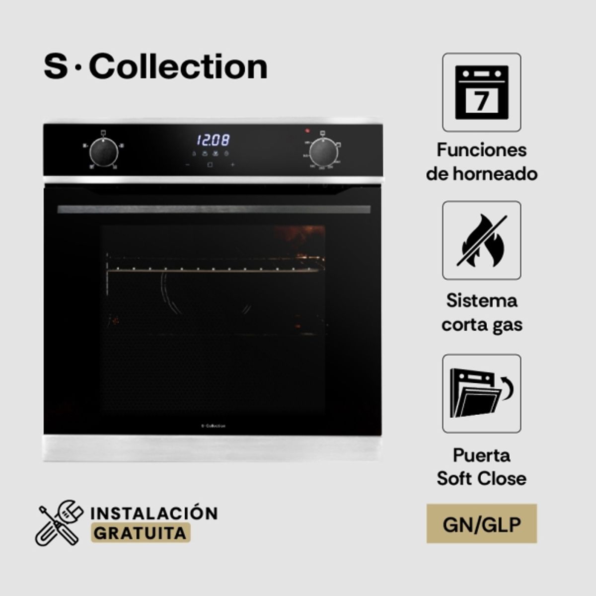 SOLE - Horno a Gas Empotrable Sole SOLHO018 70L