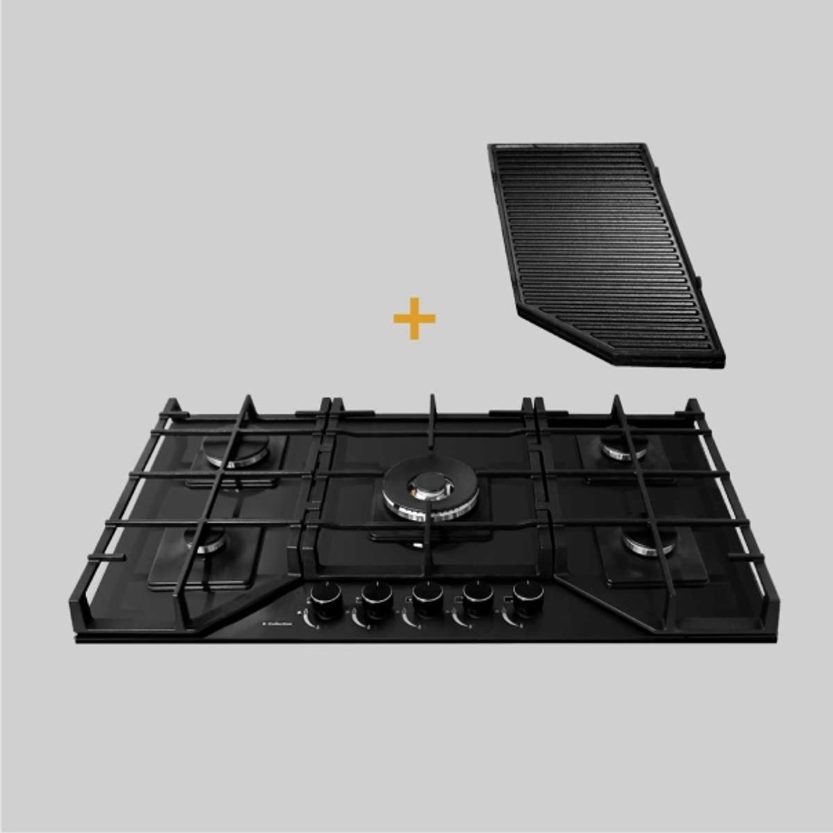 SOLE - Encimera Vidrio Templado S-Collection A Gas 86cm + Parrilla Max Grill