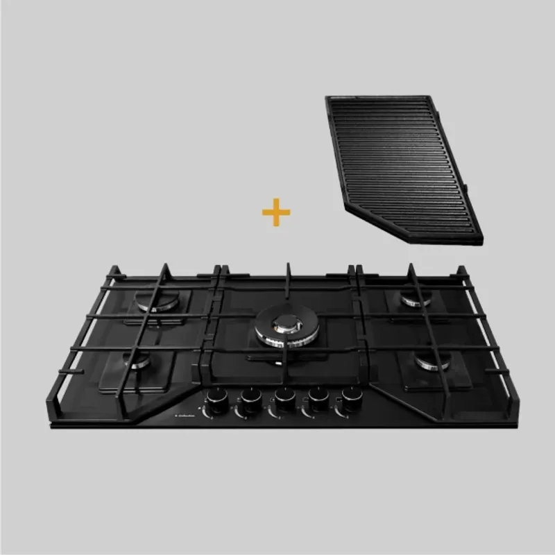 SOLE - Encimera Vidrio Templado S-Collection A Gas 86cm + Parrilla Max Grill