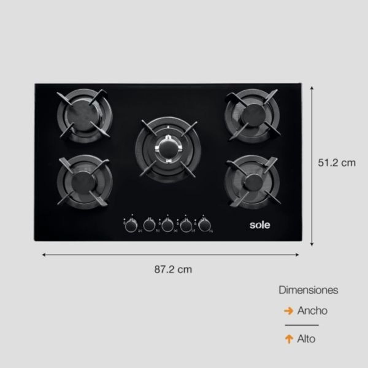 SOLE - Cocina Empotrable GLP/GN Sole SOLCO059 5 hornillas