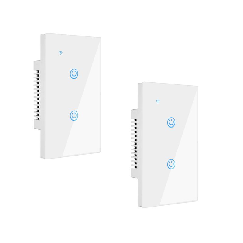 OEM - Pack 2 Interruptores Inteligente Wifi 2 Botones Con/Sin Neutro Blanco