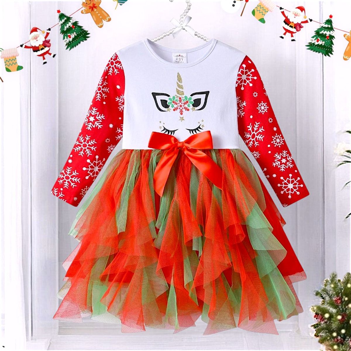 GENERICO - VESTIDO PARA NIÑAS DE NAVIDAD