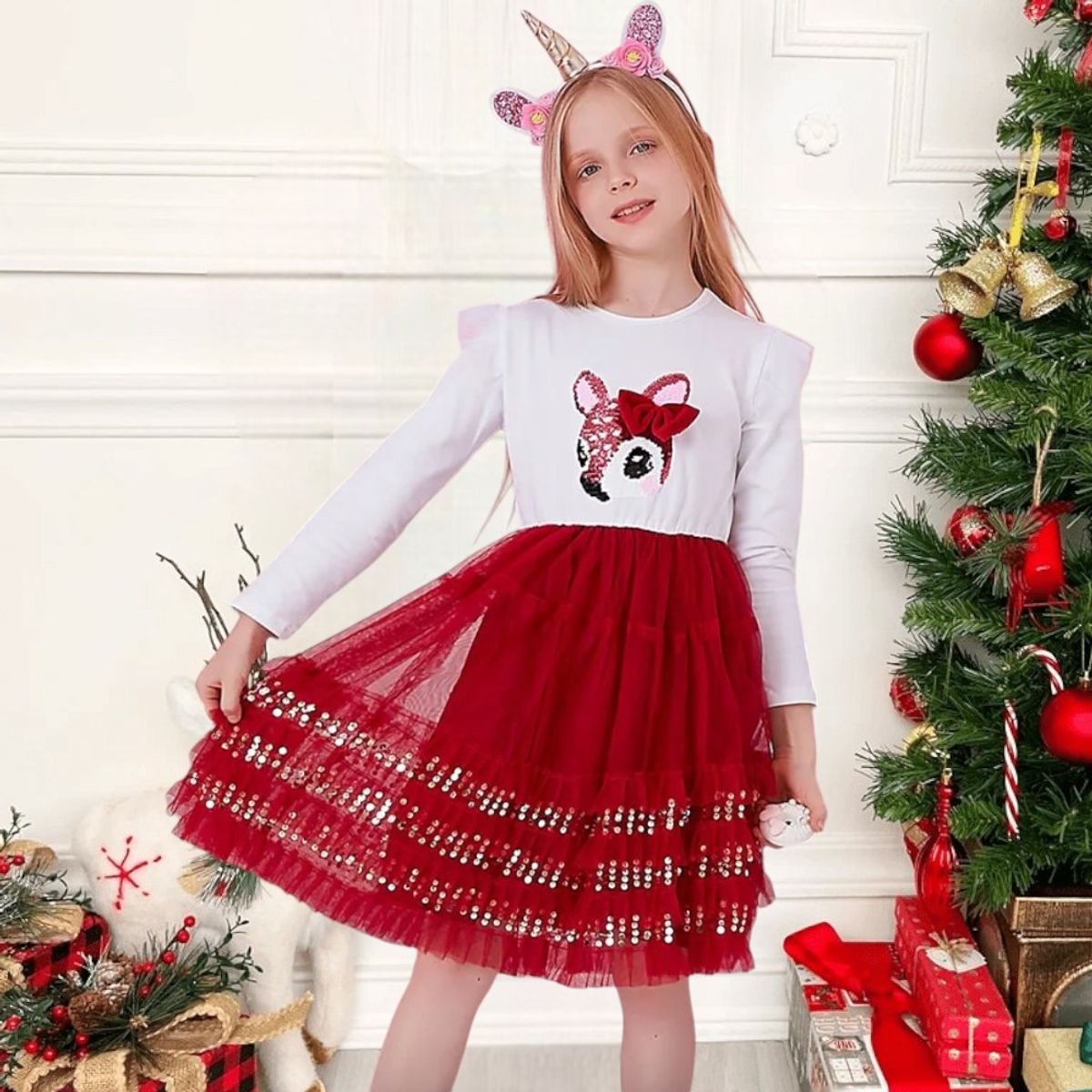 GENERICO - VESTIDO PARA NIÑA MODELO NAVIDEÑO