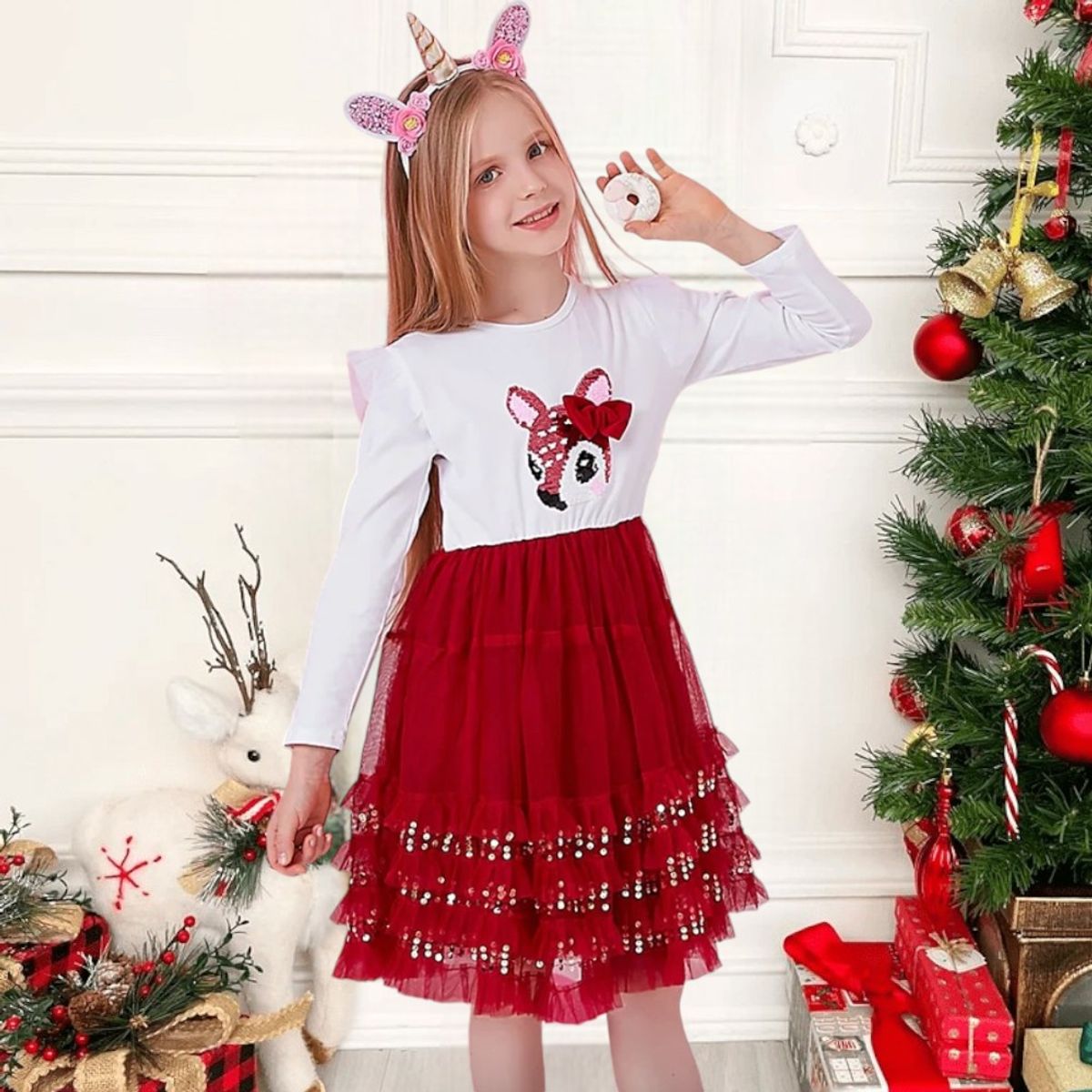 GENERICO - VESTIDO PARA NIÑA MODELO NAVIDEÑO