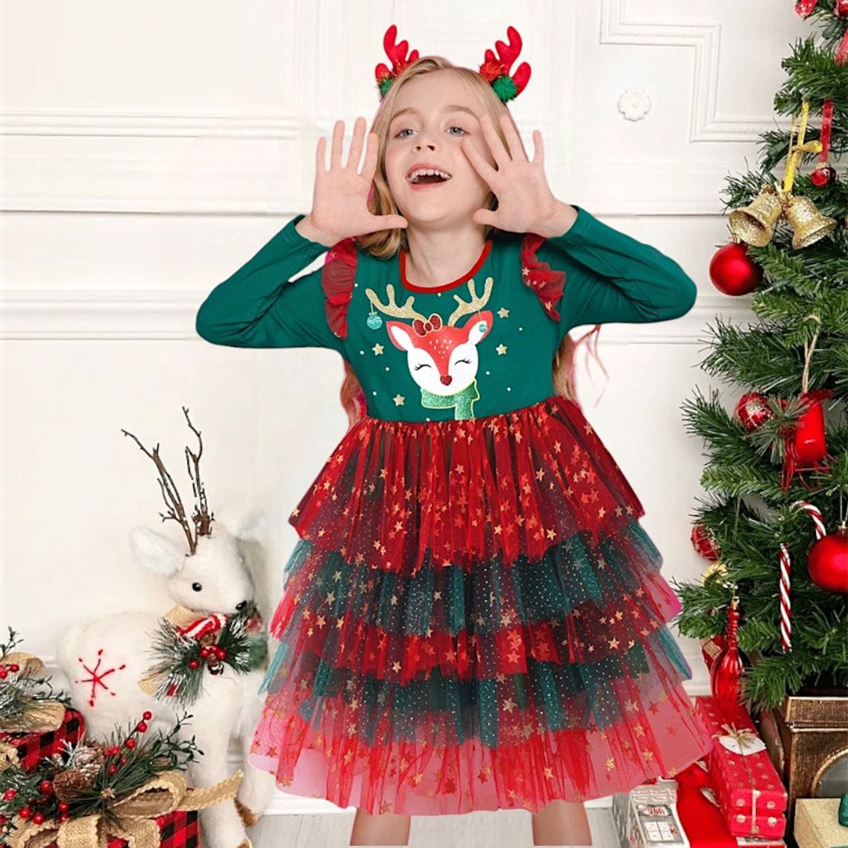 GENERICO - VESTIDO PARA NIÑA MODELO DE NAVIDAD