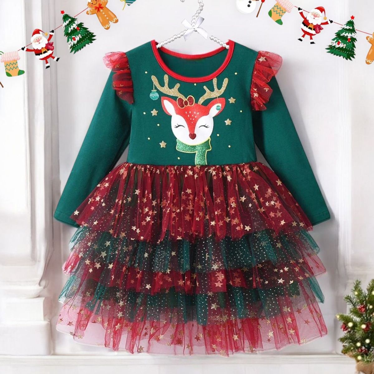 GENERICO - VESTIDO PARA NIÑA MODELO DE NAVIDAD