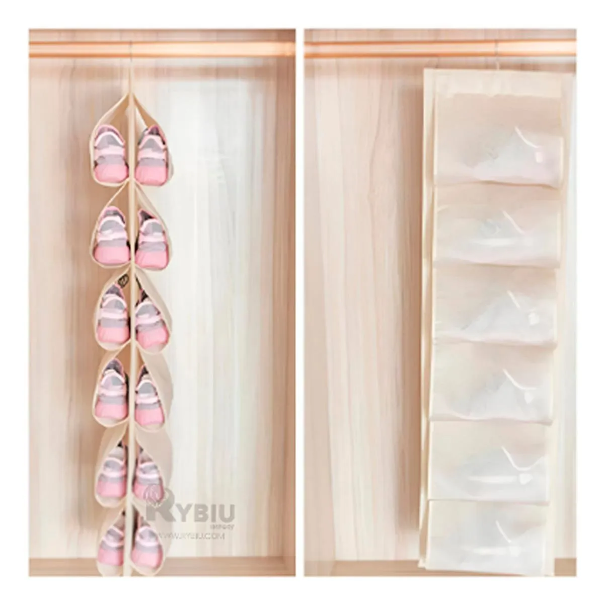 RYBIU IMPORT - Zapatera con Gancho para Colgar en Crema Y+Regalo Stickers