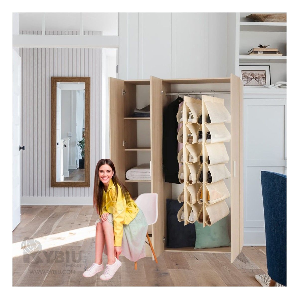 GENERICO - Organizador Moderno de Ropero en Crema Y+Regalo Stickers