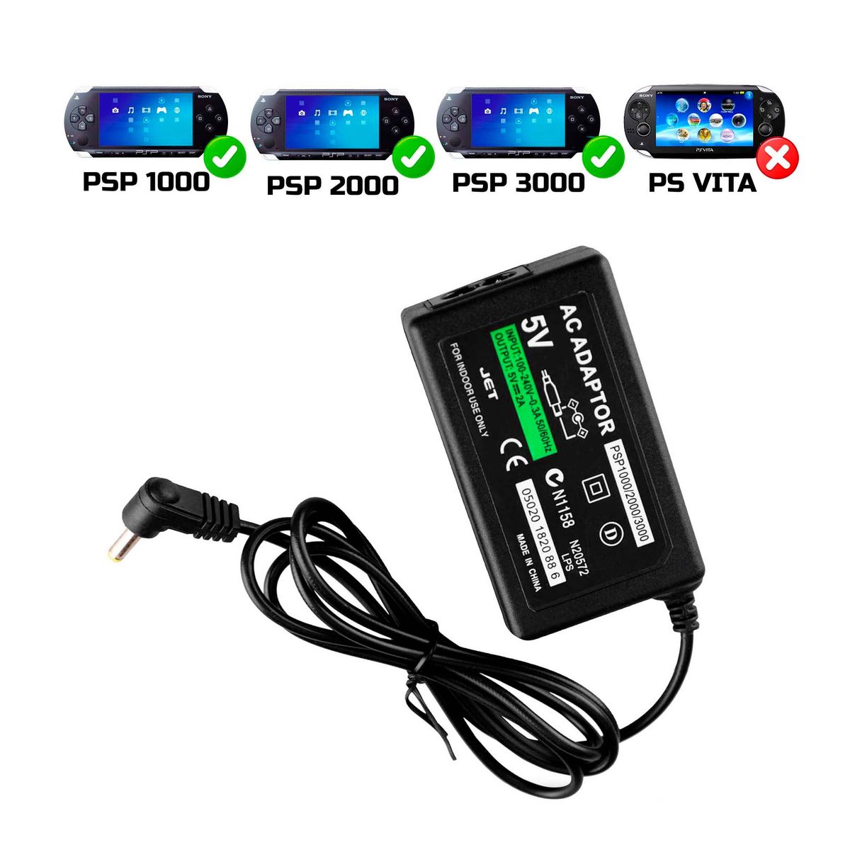 GENERICO - Cargador Compatible con Psp 1000 2000 3000 Ac Adaptador Psp