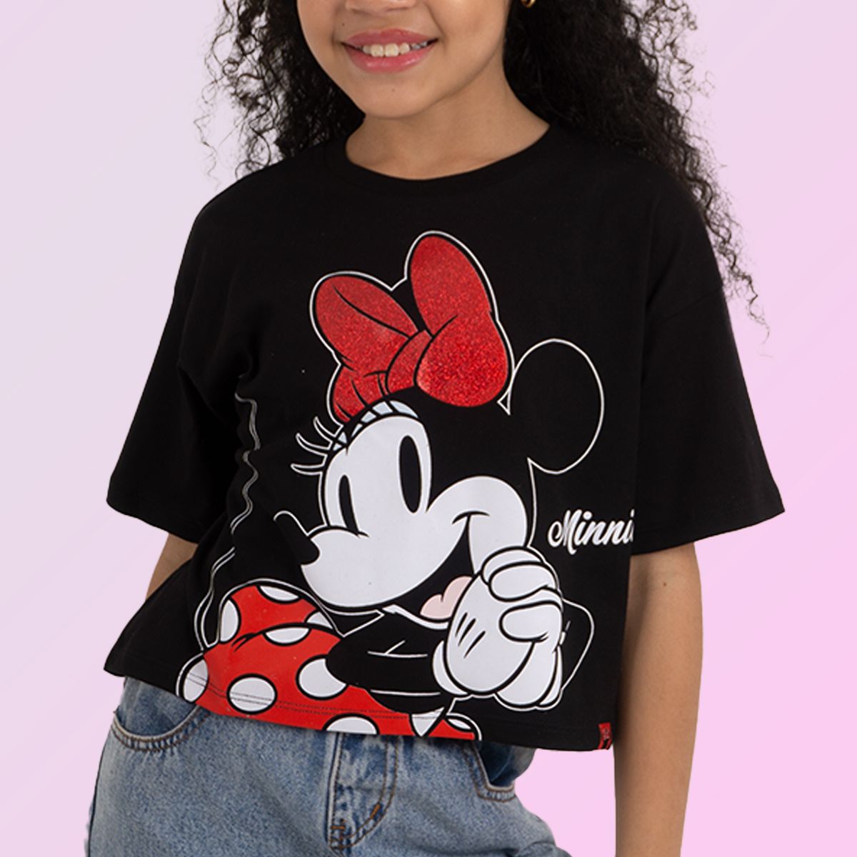 DISNEY - POLO BAS MC NIÑA MINNIE MOUSE NEGRO