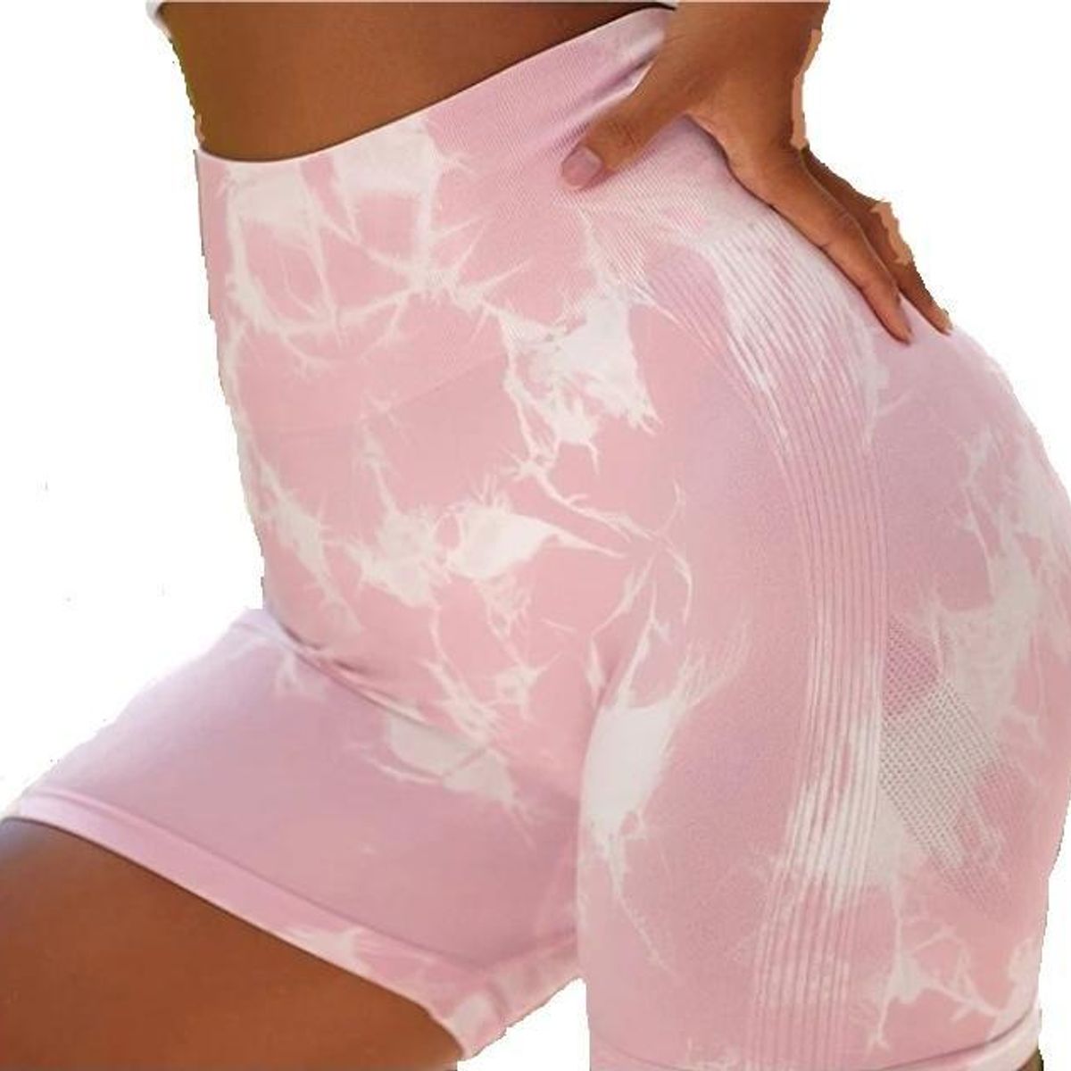 GENERICO - Short Deportivo Tie Dye para Mujer Scrunch Rosado Bebé