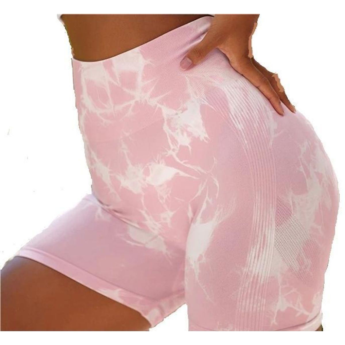 GENERICO - Short Deportivo Tie Dye para Mujer Scrunch Rosado Bebé