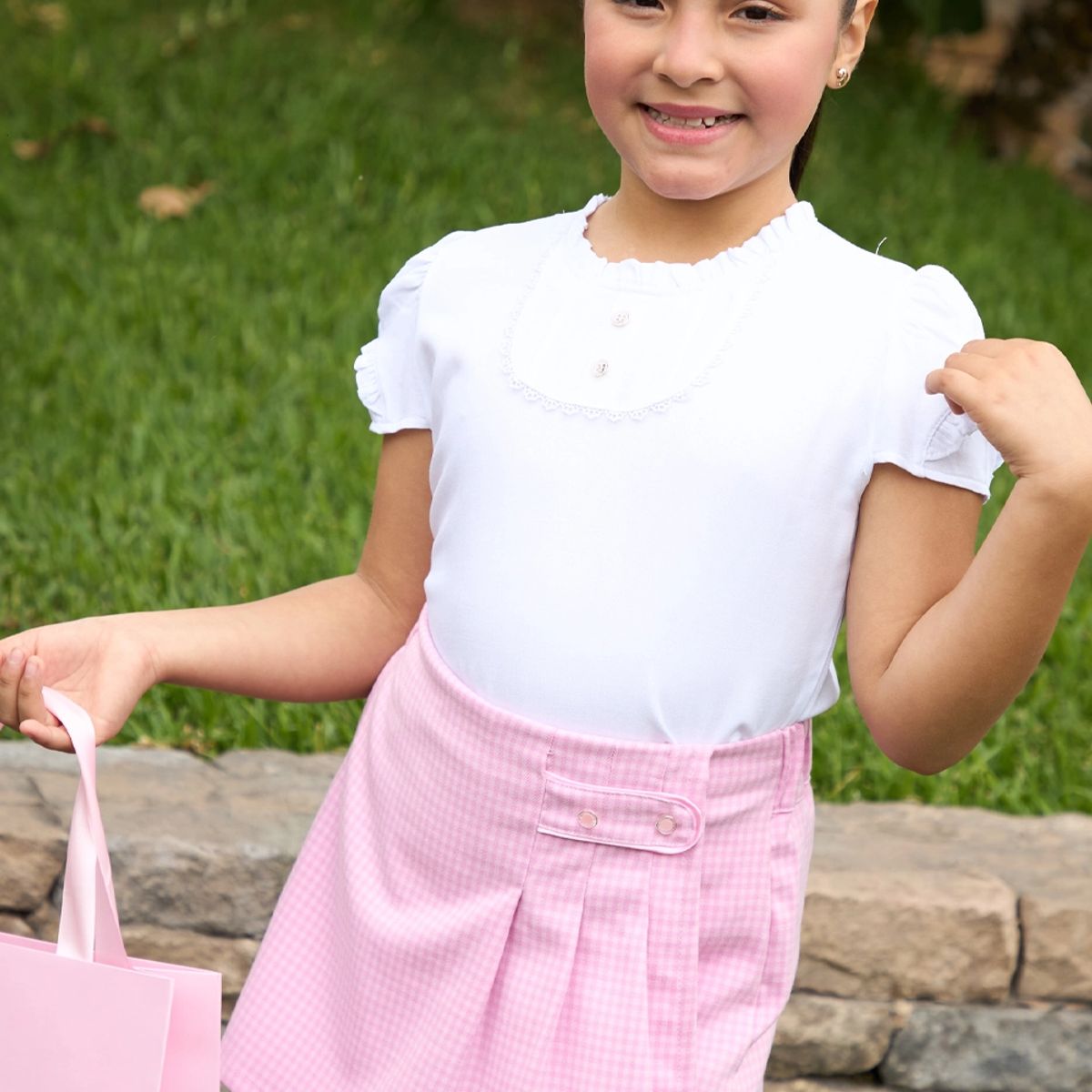 KIDS MASHMELO - Falda Short con Tableros y Botones para Niña - Kids Mahmelo