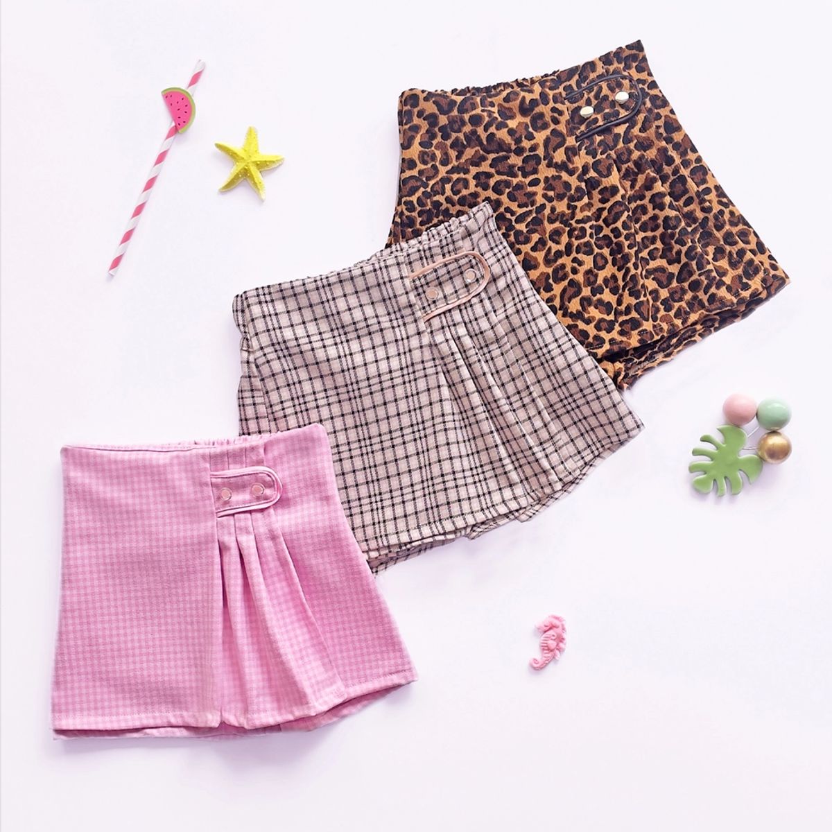 KIDS MASHMELO - Falda Short con Tableros y Botones para Niña - Kids Mahmelo